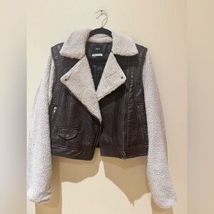 BDG Women's Teddy Jacket in Brown and Cream